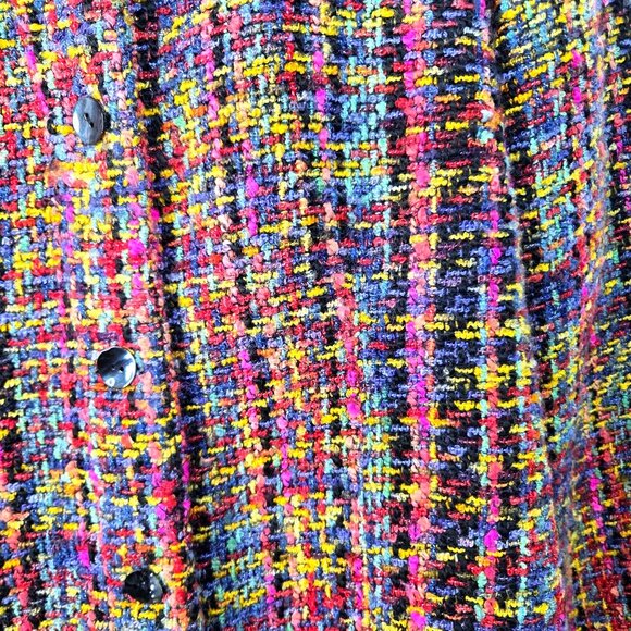 Chicos Multicolor Chenille Tweed Button-Front Jacket Size 16 Bright Warm Classic - Picture 5 of 7